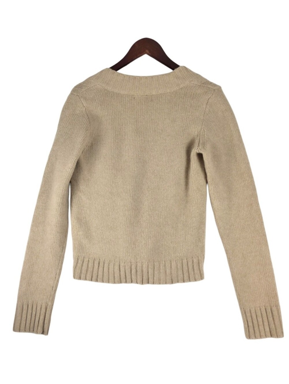J. Crew Cashmere Blend Cable Knit V-Neck Sweater Tan Camel Minimalist Medium - Picture 7 of 10